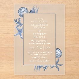 Simple Sandy Seashells Beach Wedding Acryleinladungen