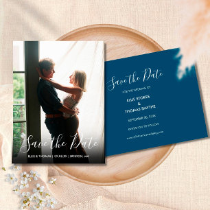 Simple Save the Date Photo Modern Script Postkarte