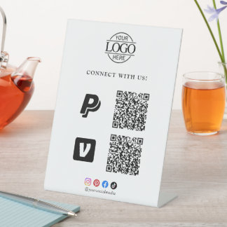 Simple Scan To Pay Business Logo Qr Code Tabletop Sockelschild