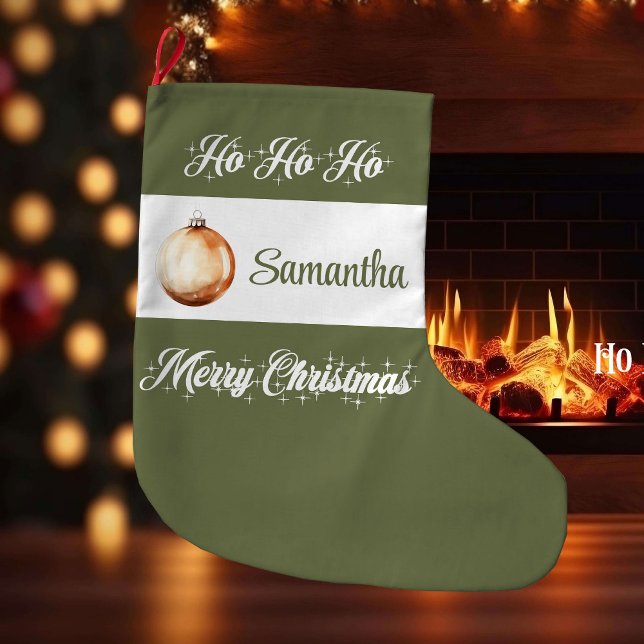 Simple Scandinavian neutral personalized christmas Großer Weihnachtsstrumpf (Simple Scandinavian neutral personalized christmas stocking

)