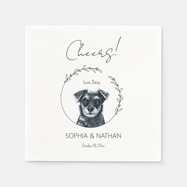 Simple Schnauzer Dog Wedding Cocktail Napkins Serviette (Vorderseite)