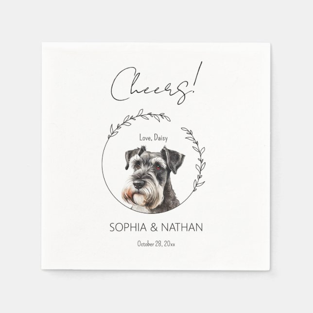 Simple Schnauzer Dog Wedding Cocktail Napkins Serviette (Vorderseite)