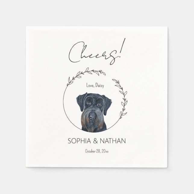 Simple Schnauzer Dog Wedding Cocktail Napkins Serviette (Vorderseite)