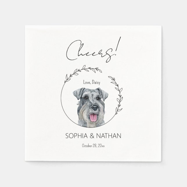 Simple Schnauzer Dog Wedding Cocktail Napkins Serviette (Vorderseite)