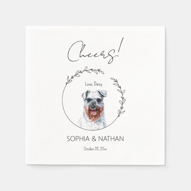 Simple Schnauzer Dog Wedding Cocktail Napkins Serviette (Vorderseite)