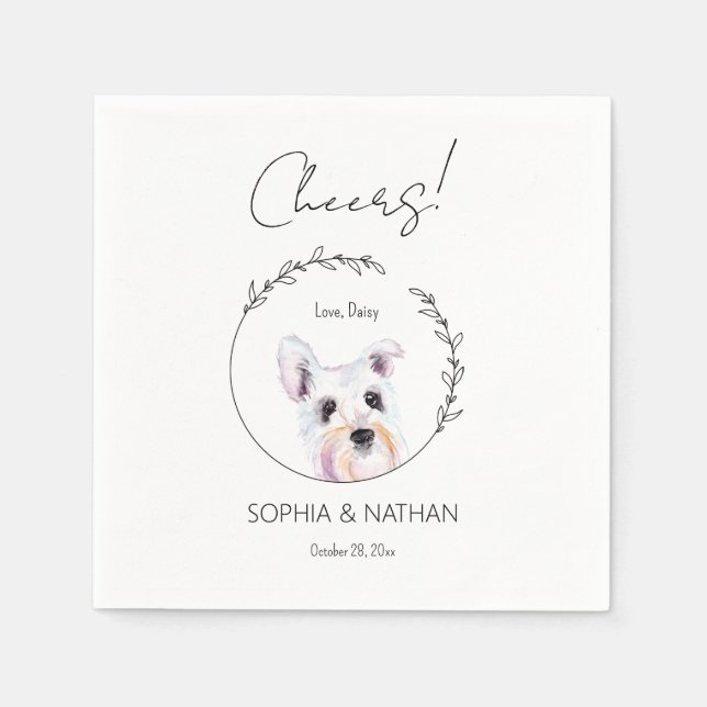Simple Schnauzer Dog Wedding Cocktail Napkins Serviette (Vorderseite)
