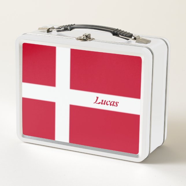 Simple School Denmark Flag Souvenir personalisiert Metall Brotdose (Vorderseite)