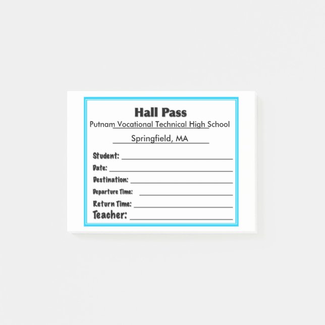 Simple Schools Hall Pass Post It Notes Post-it Klebezettel (Vorderseite)