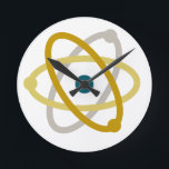 Simple Science Atom Chemie Nerd Runde Wanduhr<br><div class="desc">Einfache Uhr mit Atom-Abbildung. Farben sind anpassbar.</div>