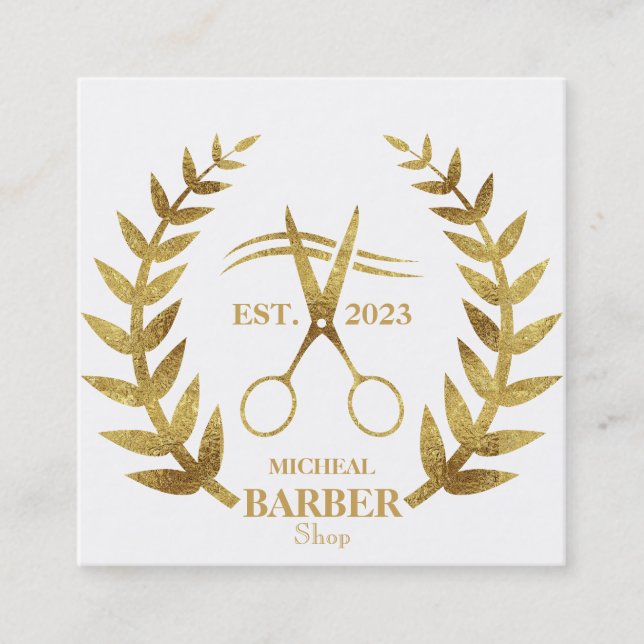 Simple Scissors Barber Quadratische Visitenkarte (Vorderseite)