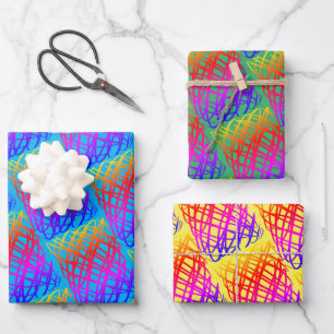 Simple Scribble   Blau, Grün, Gelb Hintergrund Geschenkpapier Set