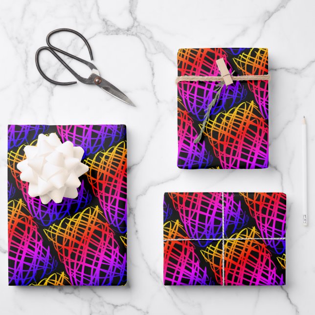 Simple Scribble | halber Rückgang | Schwarzer Hint Geschenkpapier Set (Vorderseite)