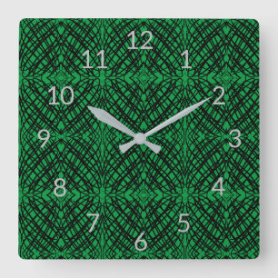 Simple Scribble   Mirror Tiling   Green    Quadratische Wanduhr