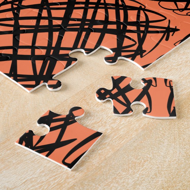 Simple Scribble | Schwarz | Center Tiled | Koralle Puzzle (Seite)