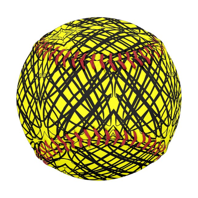 Simple Scribble | Spiegelung | Gelb | Baseball (Vorderseite)