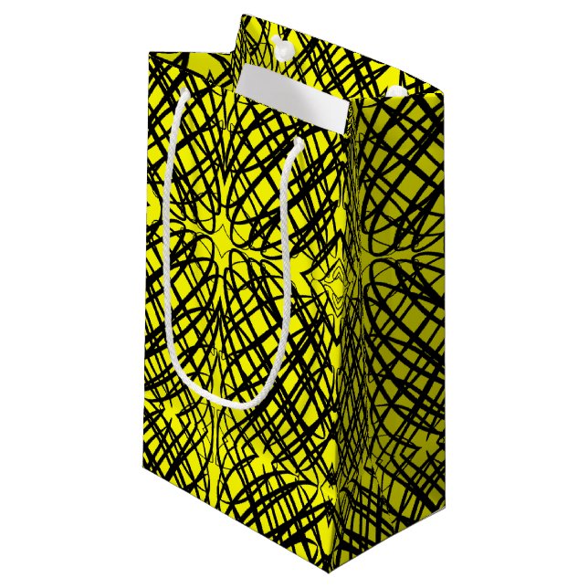 Simple Scribble | Spiegelung | Gelb | Kleine Geschenktüte (Vorderseite Schrägansicht)