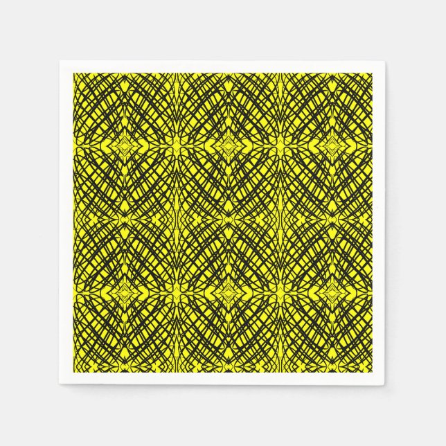 Simple Scribble | Spiegelung | Gelb | Serviette (Vorderseite)