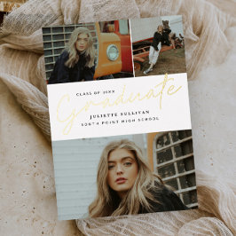 Simple Script 3 Foto Graduation Party Folieneinladung