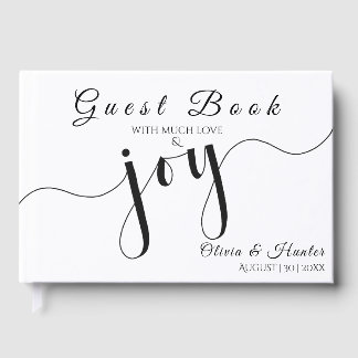 Simple, Script, Black & White Wedding Gästebuch