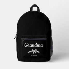 Simple Script Bow Grandma Est. Year Bedruckter Rucksack