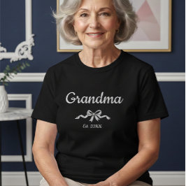 Simple Script Bow Grandma Est. Year T-Shirt