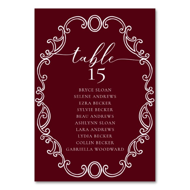 Simple Script Classic Wedding Tischnummer (Rückseite)