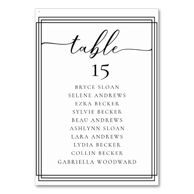 Simple Script Classic Wedding Tischnummer (Rückseite)