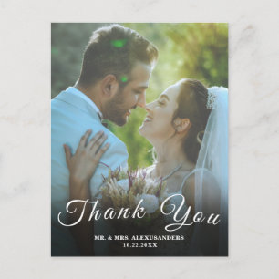 Simple Script Custom Foto White Wedding Danke U  Postkarte