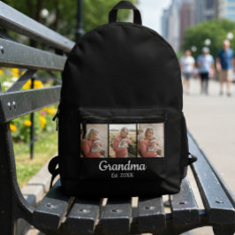 Simple Script Grandma Est. 3 Photo Year Bedruckter Rucksack