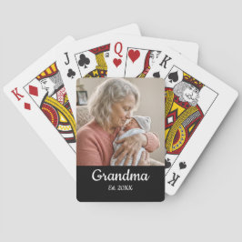 Simple Script Grandma Est.Photo Year Black Spielkarten