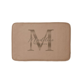 Simple Script Metallic Taupe Gold Monogram Badematte