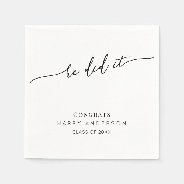Simple Script Minimalist Graduation Party Serviette (Vorderseite)