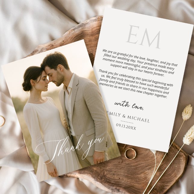 Simple Script Modern Photo Wedding Thank You Dankeskarte (Von Creator hochgeladen)