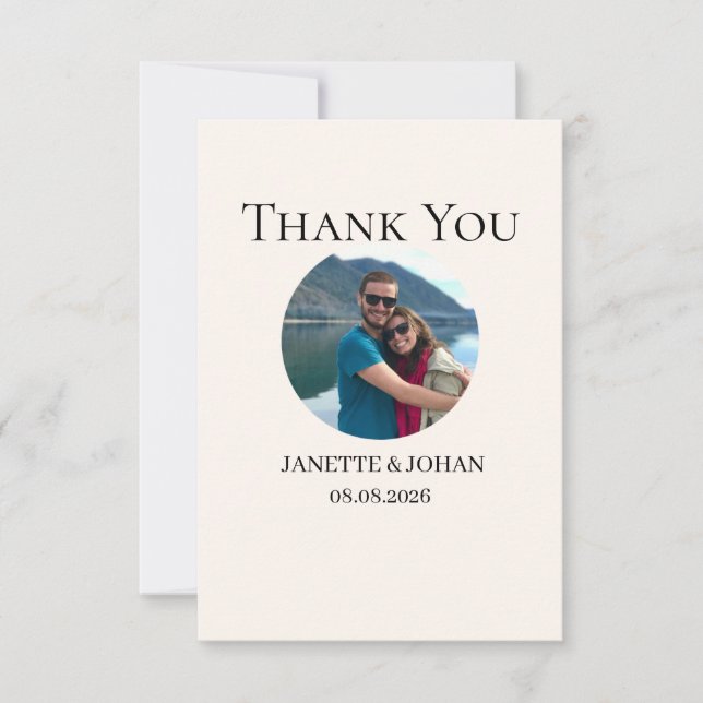Simple Script Modern Wedding Photo Thank You Card Dankeskarte (Vorderseite)