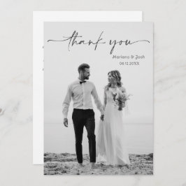 Simple Script Modern Wedding Photo Thank You Card Dankeskarte