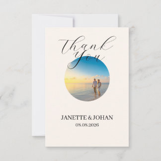 Simple Script Modern Wedding Photo Thank You Card Dankeskarte