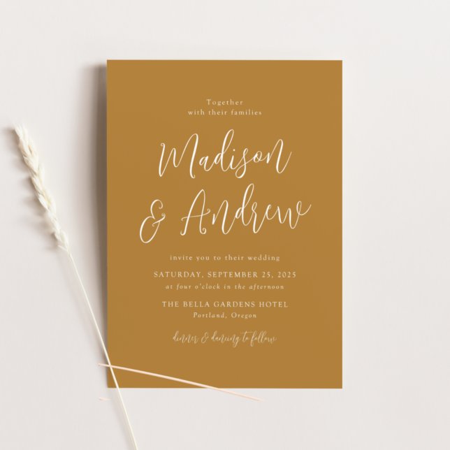 Simple Script Ochre Wedding Einladung (Von Creator hochgeladen)