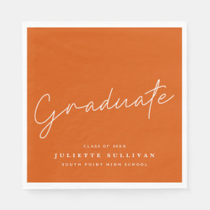 Simple Script Orange Graduation Party Serviette