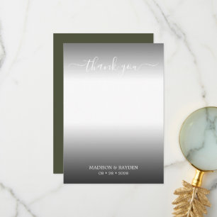 Simple Script Overlay Olive Green Wedding Foto Dankeskarte