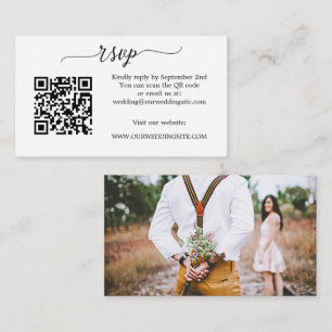 Simple Script Photo QR Code Wedding RSVP Enclosure Begleitkarte