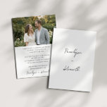 Simple Script Photo Wedding Minimalist Whimsical  Einladung<br><div class="desc">This wedding invitation features oversized handwritten script names on a clean white background, with a full photo panel on the reverse side for a personal, editorial touch. The minimal design lets the couple's names and photo do all the talking. Perfect for the bride planning a quiet luxury or modern minimalist...</div>