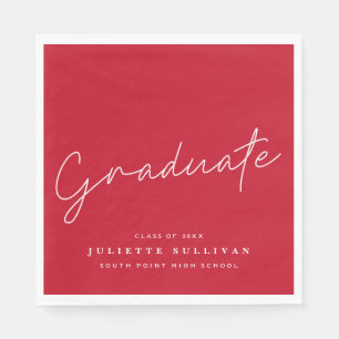 Simple Script Red Graduation Party Serviette