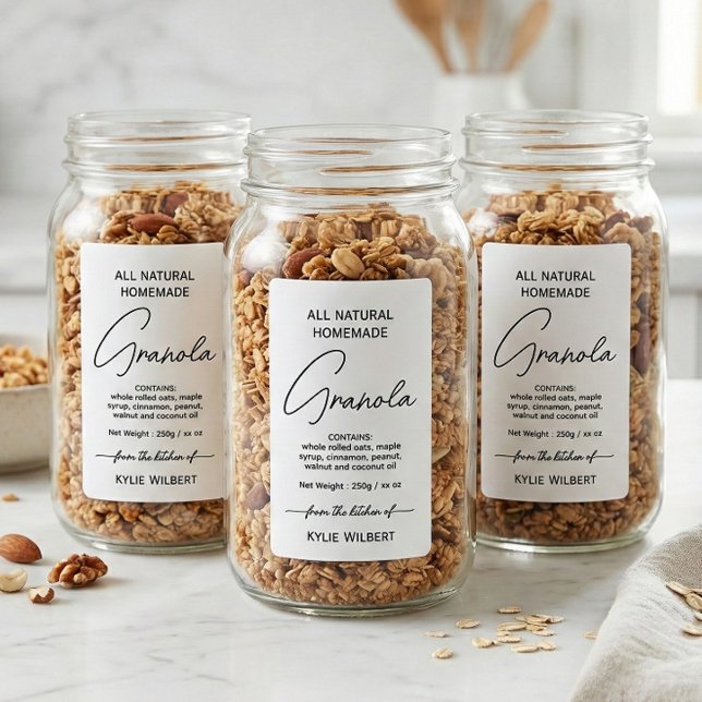 Simple Script Vertical Homemade Granola Label (Von Creator hochgeladen)