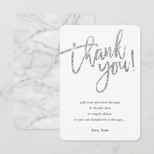 SIMPLE SCRIPT Vielen Dank Hinweis auf den silberne Einladung (Vorne/Hinten)