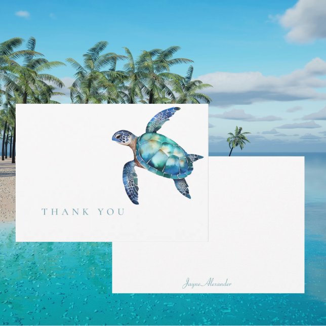 Simple Sea Turtle Turquoise Vielen Dank Dankeskarte (Von Creator hochgeladen)