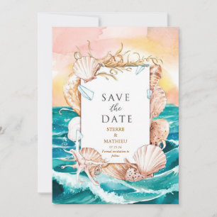 Simple Seashells Beach Wedding Save The Date