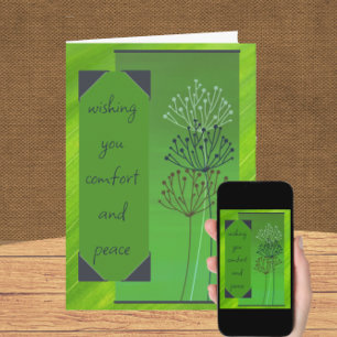 Simple Serene Green Floral Sympathy Card Karte