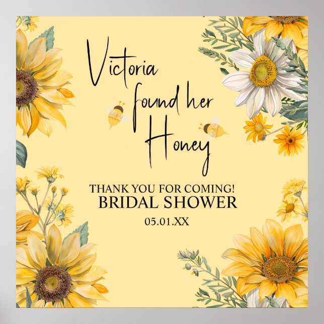 Simple She’s Found Her Honey Bee Bridal Shower Poster (Vorne)