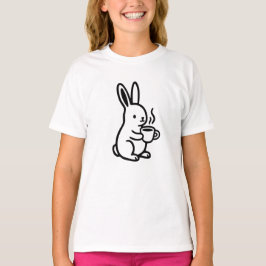 Simple Sitting Bunny Coffee Art T-Shirt