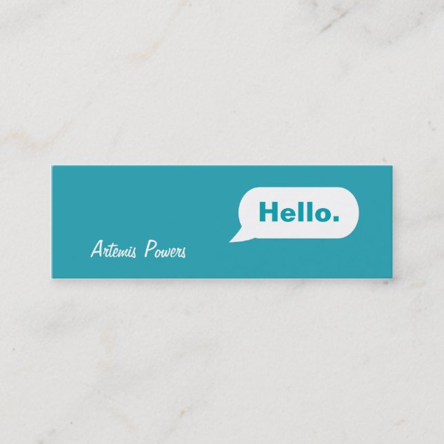 Simple Skinny IM Message Business Card blau Mini Visitenkarte (Vorderseite)